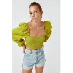 Bluza din amestec de modal cu maneci bufante