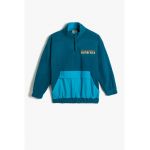 Bluza de trening cu model colorblock si motive brodate