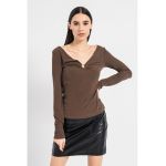 Bluza cu decolteu in V din amestec de modal
