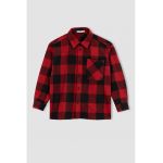Jacheta-camasa supradimensionata din flanel cu model in carouri