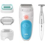 Epilator Braun Silk-epil 5 5-810, 28 pensete, 2 viteze, Umed/Uscat, Alb/Albastru