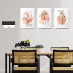 Set 3 tablouri Boho flori forme abstracte - Dimensiune multicanvas: 3 tablouri 80x120 cm