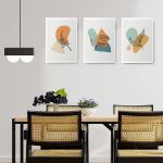 Set 3 tablouri Boho frunze forme abstracte - Dimensiune multicanvas: 3 tablouri 30x45 cm