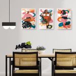 Set 3 tablouri Boho minimalism femei plante - Dimensiune multicanvas: 3 tablouri 80x120 cm
