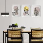 Set 3 tablouri Boho minimalism frunze - Dimensiune multicanvas: 3 tablouri 30x45 cm