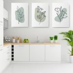 Set 3 tablouri Boho minimalism frunze flori - Dimensiune multicanvas: 3 tablouri 80x120 cm