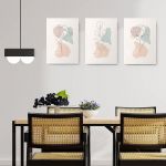 Set 3 tablouri Boho minimalism frunze flori variate - Dimensiune multicanvas: 3 tablouri 30x45 cm