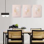 Set 3 tablouri Boho minimalism frunze flori variate - Dimensiune multicanvas: 3 tablouri 80x120 cm
