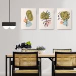 Set 3 tablouri Boho minimalism frunze variate - Dimensiune multicanvas: 3 tablouri 60x90 cm