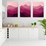 Set 3 tablouri Boho minimalism peisaj munte - Dimensiune multicanvas: 3 tablouri 30x45 cm