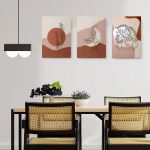 Set 3 tablouri Boho minimalism plante femeie flori - Dimensiune multicanvas: 3 tablouri 80x120 cm