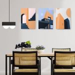 Set 3 tablouri cladiri geometrice minimaliste - Dimensiune multicanvas: 3 tablouri 80x120 cm