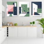 Set 3 tablouri arhitectura moderna forme geometrice - Dimensiune multicanvas: 3 tablouri 30x45 cm
