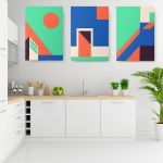 Set 3 tablouri arhitectura moderna minimalista detaliu - Dimensiune multicanvas: 3 tablouri 80x120 cm