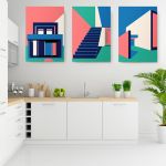 Set 3 tablouri arhitectura moderna minimalista - Dimensiune multicanvas: 3 tablouri 30x45 cm