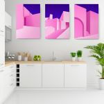 Set 3 tablouri arhitectura moderna minimalista - Dimensiune multicanvas: 3 tablouri 80x120 cm
