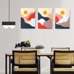 Set 3 tablouri Boho minimalism abstract peisaje - Dimensiune multicanvas: 3 tablouri 80x120 cm