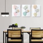 Set 3 tablouri Boho minimalism flori - Dimensiune multicanvas: 3 tablouri 30x45 cm