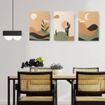 Set 3 tablouri Boho minimalism peisaj desert - Dimensiune multicanvas: 3 tablouri 30x45 cm