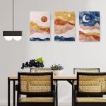 Set 3 tablouri Boho peisaj acuarela - Dimensiune multicanvas: 3 tablouri 30x45 cm