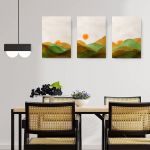 Set 3 tablouri Boho peisaj acuarela - Dimensiune multicanvas: 3 tablouri 50x70 cm