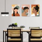 Set 3 tablouri minimalist portrete femei - Dimensiune multicanvas: 3 tablouri 80x120 cm