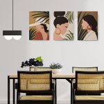 Set 3 tablouri minimalist profil femei - Dimensiune multicanvas: 3 tablouri 80x120 cm