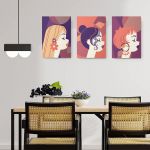 Set 3 tablouri profil femei multicanvas - Dimensiune multicanvas: 3 tablouri 40x60 cm