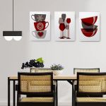 Set 3 tablouri cesti cafea pahare multicanvas - Dimensiune multicanvas: 3 tablouri 80x120 cm
