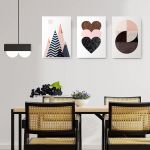 Set 3 tablouri forme geometrice inimi - Dimensiune multicanvas: 3 tablouri 80x120 cm