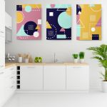 Set 3 tablouri forme geometrice multicanvas - Dimensiune multicanvas: 3 tablouri 30x45 cm