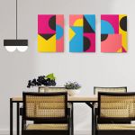 Set 3 tablouri forme geometrice multicanvas - Dimensiune multicanvas: 3 tablouri 80x120 cm