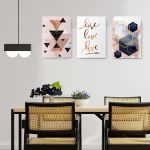 Set 3 tablouri minimaliste forme geometrice - Dimensiune multicanvas: 3 tablouri 30x45 cm