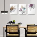 Set 3 tablouri minimaliste frunze - Dimensiune multicanvas: 3 tablouri 80x120 cm