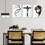 Set 3 tablouri minimaliste Maria Iisus Hristos - Dimensiune multicanvas: 3 tablouri 30x45 cm