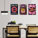 Set 3 tablouri muzica long live not war stil hippie - Dimensiune multicanvas: 3 tablouri 80x120 cm