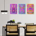 Set 3 tablouri afise muzica stil hippie - Dimensiune multicanvas: 3 tablouri 30x45 cm