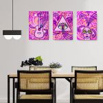 Set 3 tablouri afise muzica stil hippie - Dimensiune multicanvas: 3 tablouri 30x45 cm