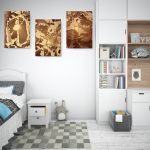 Set 3 tablouri abstract imitatie marmura maro auriu - Dimensiune multicanvas: 3 tablouri 40x60 cm