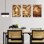 Set 3 tablouri abstract imitatie marmura maro auriu - Dimensiune multicanvas: 3 tablouri 40x60 cm