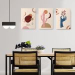 Set 3 tablouri Boho constelatie mana cu frunza cactus - Dimensiune multicanvas: 3 tablouri 80x120 cm