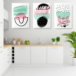 Set 3 tablouri Boho forme abstracte - Dimensiune multicanvas: 3 tablouri 30x45 cm