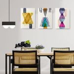 Set 3 tablouri Boho forme geometrice - Dimensiune multicanvas: 3 tablouri 30x45 cm