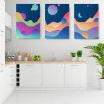 Set 3 tablouri Boho minimalism peisaje abstracte - Dimensiune multicanvas: 3 tablouri 30x45 cm