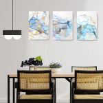 Set 3 tablouri canvas abstract imitatie marmura - Dimensiune multicanvas: 3 tablouri 50x70 cm