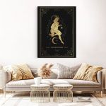 Tablou zodia capricorn auriu - Material produs:: Poster pe hartie FARA RAMA, Dimensiunea:: 20x30 cm