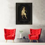 Tablou zodia capricorn auriu - Material produs:: Poster pe hartie FARA RAMA, Dimensiunea:: 70x100 cm