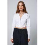 Camasa crop cu guler ascutit