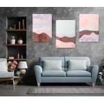 Set 3 tablouri canvas abstracte forme geometrice variate multicanvas - Dimensiune multicanvas: 3 tablouri 40x60 cm