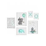 Set 6 tablouri decorative Elefant